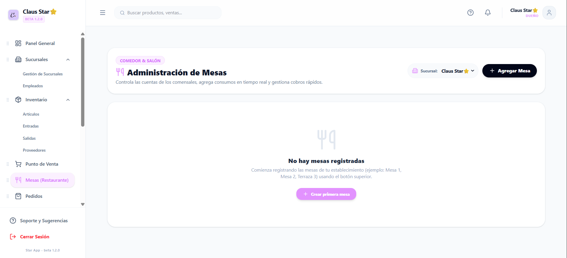 Gestión de Mesas